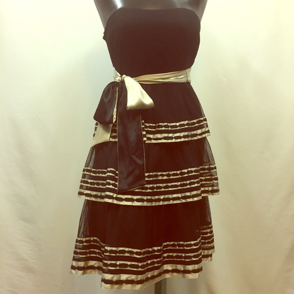 BCBG Maxazria Black & Pearl Strapless Dress